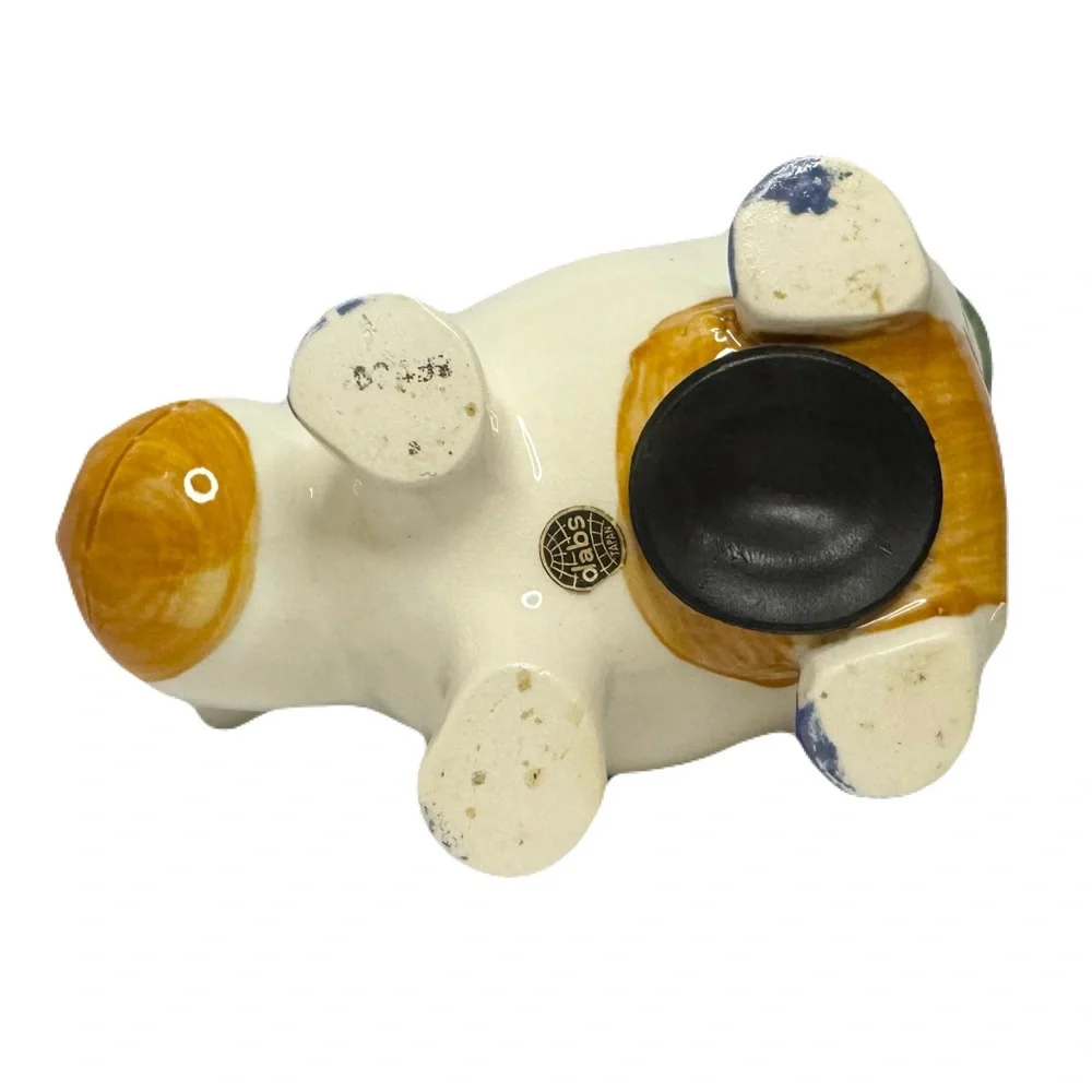 Vintage Cow Bull Piggy Coin Bank w Stopper & Original Sticker, Dabs Japan